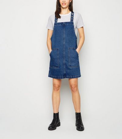 What Are The Best Dresses With Pockets This Season? New Look Denim Pinafore Dress